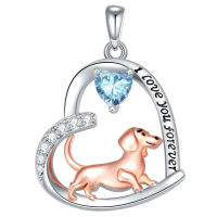 wholesale 925 Sterling Silver Corgi Love Forever Pendant Necklace-1-03-March Without Chain