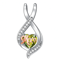 wholesale 925 Sterling Silver Mom Heart Pendant Necklace-08-August Without Chain
