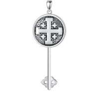 wholesale 925 Sterling Silver Jerusalem Cross Pendant Necklace with Textable Backplate for Women Men Gifts-Customized Photo + Engraving-Customized Photos-Locket Only-Customized Engraving Without Chain
