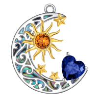 wholesale 925 Sterling Silver Crescent Moon Pendant Necklace Wholesale With Heart And Sun Design-Sun Moon Star-Sept. Without Chain