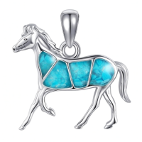 wholesale 925 Sterling Silver Turquoise Horse Pendant Necklace - Gifts for Women/Mom/Sister-horse Without Chain