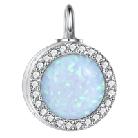 wholesale 925 Sterling Silver Opal Pendant Necklace Wholesale With Zircon Halo-Opal Without Chain