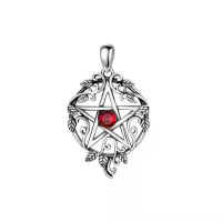 wholesale 925 Sterling Silver Pentagram Necklace with Birthstone Wiccan Tetragrammaton Gift for Women-01-Jan Without Chain