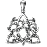 wholesale 925 Sterling Silver Celtic Triangle With Leaves Necklace-Heart Without Chain