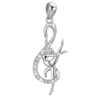 wholesale 925 Sterling Silver Dancing Ballerina with Swarovski Crystals Heart Cross Pendant Necklace for Women-Gymnastics-music note Without Chain