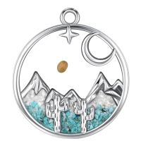 wholesale 925 Sterling Silver Mountain Cactus Necklace Wholesale With Turquoise And Crystal Moon Charm-H-Cactus Without Chain