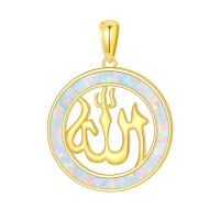 wholesale 925 Sterling Silver God Allah Pendant Necklace For Men With Opal Back-allah 1 Without Chain
