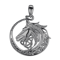 wholesale 925 Sterling Silver Horse Head Pendant Necklace-Black Gold Plated Without Chain