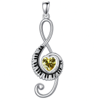 wholesale 925 Sterling Silver Music Note Heart Pendant Necklace-08-August Without Chain
