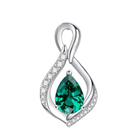 wholesale 925 Sterling Silver Orange Topaz Drop Pendant With Zirconia-05 May Without Chain