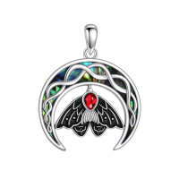 wholesale 925 Sterling Silver Red Garnet Abalone Shell Butterfly Pendant Necklace-Moth Necklace Without Chain