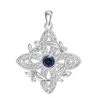 wholesale 925 Sterling Silver Birthstone Witches Knot Pendant Necklace-September Without Chain