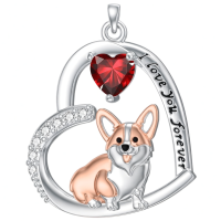 wholesale 925 Sterling Silver Corgi Love Forever Pendant Necklace-2-01-January Without Chain