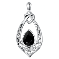 wholesale 925 Sterling Silver Celtic Knot Pendant With Turquoise-Jet Black Without Chain