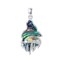wholesale 925 Sterling Silver Abalone Shell Mountain Charm Necklace for Hikers and Nature Lovers-Modern Without Chain