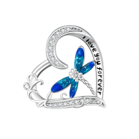wholesale 925 Sterling Silver Blue Dragonfly Heart Necklace With Engraved Love Message

this Elegant Piece Features A Beautifully Crafted Blue Dragonfly Sets Wholesale Within A Heart-shaped Frame Adorned With Sparkling Crystals The Intricate Design Includes A Detailed Dragonfly With Vibrant Blue Wings And A Central Crystal, All Encased In A Polished Silver Setting The Phrase "i Love You Forever" Is Elegantly Inscribed Along The Side Of The Heart, Adding A Personal Touch Suspended From A Delicate Chain, This Necklace Is Perfect For Those Who Appreciate Fine Craftsmanship And Meaningful Jewelry-Dragonfly-Heart Without Chain