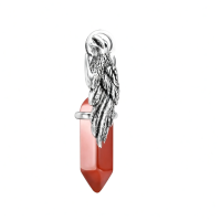 wholesale 925 Sterling Silver Red Agate Crystal Raven Moon Pendant Necklace for Men & Women-D04-Carnelian Without Chain