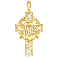 wholesale 14k Gold Celtic Cross Claddagh Pendant Necklace-Claddagh Without Chain