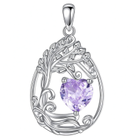wholesale 925 Sterling Silver Heart Pendant Necklace Wholesale Gold Plated-06-Jun-Alexandrite Without Chain