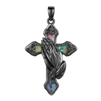 wholesale 925 Sterling Silver Hands Of Prayer Cross Necklace-Praying Hands Cross Necklace Without Chain