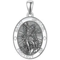wholesale 925 Sterling Silver Patron Saint Medal Amulet Necklace for Men 2 5mm 22 +2 Chain-A12-Saint Michael Without Chain