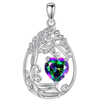wholesale 925 Sterling Silver Heart Pendant Necklace Wholesale Gold Plated-06-Jun-Alexandrite 2 Without Chain