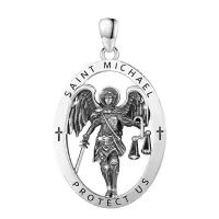 wholesale 925 Sterling Silver Saint Michael Pendant Protection Amulet Catholic Charm Necklace for Men Women Gifts 45cm Chain -St Michael Without Chain