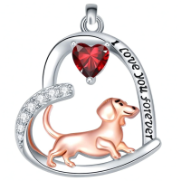 wholesale 925 Sterling Silver Corgi Love Forever Pendant Necklace-1-01-January Without Chain
