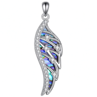 wholesale 925 Sterling Silver Wing Pendant Necklace With Abalone Shell-C Without Chain