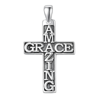 wholesale 925 Sterling Silver Amazing Grace Cross Pendant Necklace  for Women and Men Christian s-Amazing Grace Without Chain
