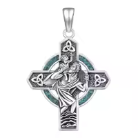 wholesale 925 Sterling Silver Celtic Trinity Knot Turquoise Saint Christopher Cross Pendant Necklace for Men & Women-B001-St. Christopher(Turquoise) Without Chain