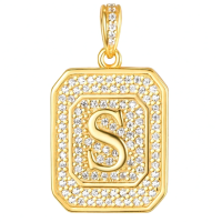 wholesale Gold Filled 925 Sterling Silver Letter Jewelry Necklace for Women Gift for Mom Wife Birthday Anniversary Christmas-Letter S Without Chain