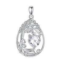 wholesale 925 Sterling Silver Heart Pendant Necklace Wholesale Gold Plated-04-Apri-Cubic Zirconia Without Chain