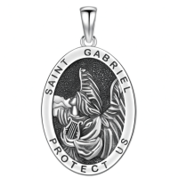 wholesale 925 Sterling Silver Archangel Medals St Pendant Necklace for Men Women-80-St Gabriel medal(oval silver) Without Chain