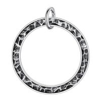 wholesale 925 Sterling Silver Circle Pendant Necklace with Hammered Texture and Chain for Women Men  45cm Length-Open Circle Without Chain