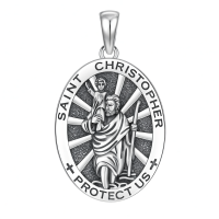 wholesale 925 Sterling Silver Archangel Medals St Pendant Necklace for Men Women-28-St Christopher(4-oval silver) Without Chain