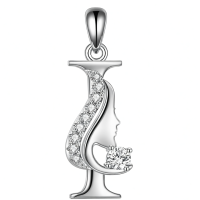 wholesale 925 Sterling Silver Alphabet A Z Initial Letter Pendant Necklace for Women Jewelry Gifts-I Without Chain