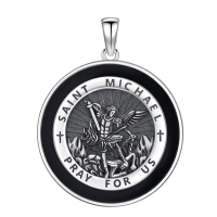 wholesale 925 Sterling Silver Saint Michael Medal Pendant Necklace Catholic s for Men & Women-B02-Saint Michael(Black Onyx) Without Chain