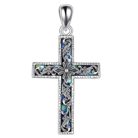 wholesale 925 Sterling Silver Cross Necklace with Sunflower Rose Flower Infinity Love Celtic Knot Pendant for Women-Multi-Cross Necklace with Flower Without Chain