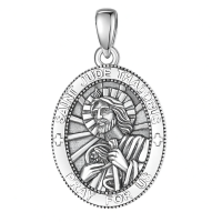 wholesale 925 Sterling Silver Patron Saint Medal Amulet Necklace for Men 2 5mm 22 +2 Chain-A27-Saint Jude Without Chain