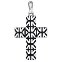 wholesale 925 Sterling Silver Black and White Geometric Patterned Cross Necklace for Men Women Catholic Religious s-H-Cross Without Chain