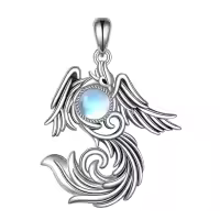 wholesale 925 Sterling Silver Moonstone Phoenix Pendant Necklace for Women-Moonstone Without Chain