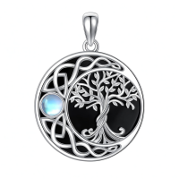 wholesale 925 Sterling Silver Celtic Tree Of Life Necklace With Moonstone-Obsidian Tree of Life Without Chain
