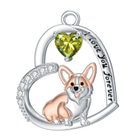 wholesale 925 Sterling Silver Corgi Love Forever Pendant Necklace-2-08-August Without Chain