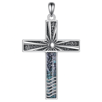 wholesale 925 Sterling Silver Turquoise Inlay Cross Pendant Necklace  for Women-Cross Without Chain