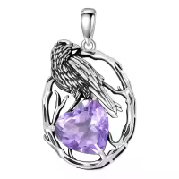 wholesale 925 Sterling Silver Birthstone Raven Necklace for Women-June Without Chain