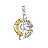 wholesale 925 Sterling Silver CZ Sunflower Treble Clef Musical Notes Pendant Necklace-A-Sunflower-3 Without Chain