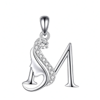 wholesale 925 Sterling Silver Alphabet A Z Initial Letter Pendant Necklace for Women Jewelry Gifts-M Without Chain