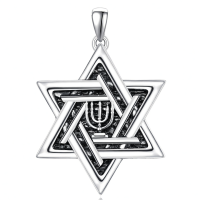 wholesale 925 Sterling Silver Star of David Pendant Necklace with Chain - Jewish s for Men-Candle Without Chain