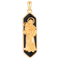 wholesale 925 Sterling Silver Gold Plated Saint Anthony Black Onyx Pendant Necklace-St Anthony Without Chain